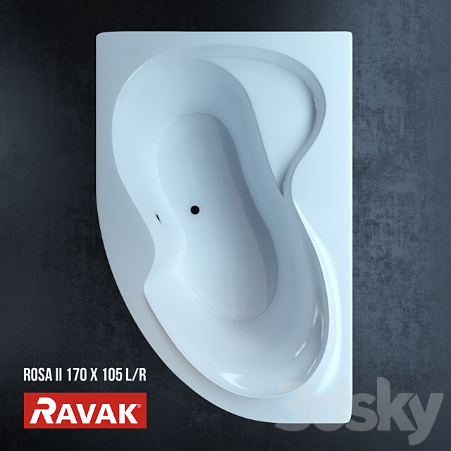 Bathtub Ravak Rosa II 170×105 L _ R 3ds Max - thumbnail 1