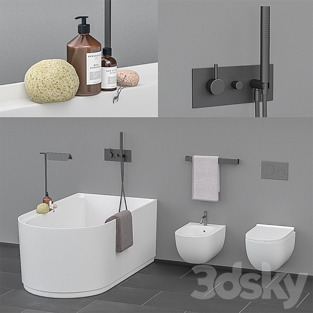 Ceramica Cielo bath set 3ds Max - thumbnail 1