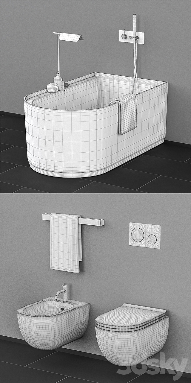 Ceramica Cielo bath set 3ds Max - thumbnail 2