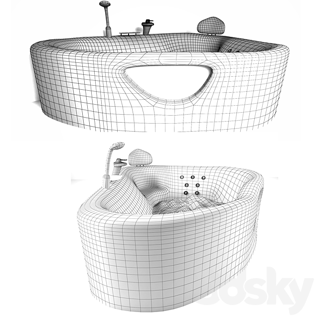 Corner bath 3DS Max Model - thumbnail 2