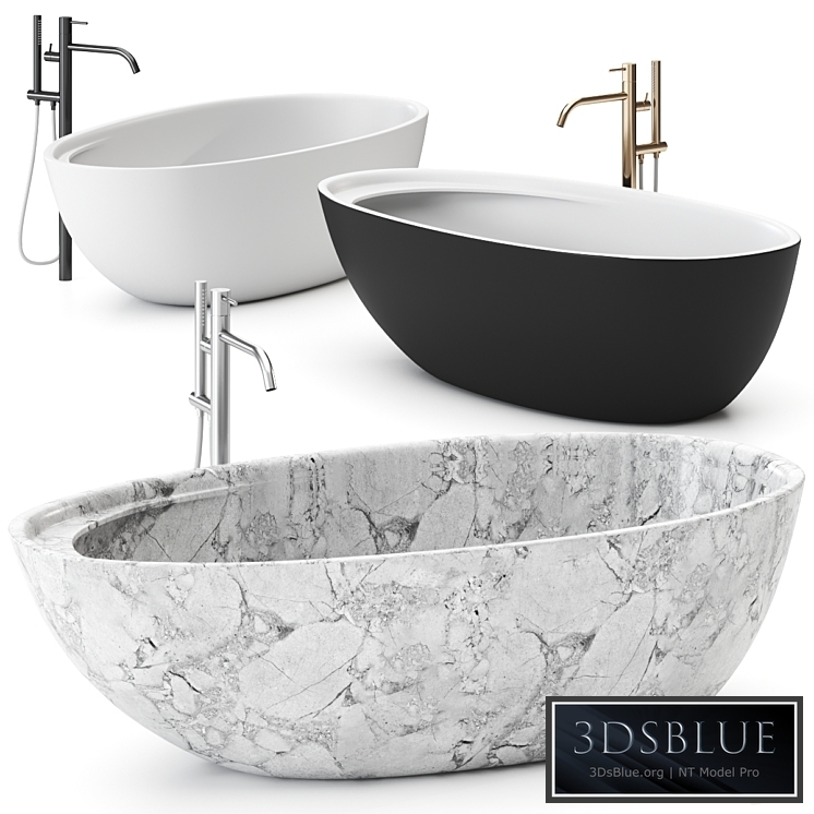 Eclipse Carrara Marble Bathtub by Antonio Lupi Design Washbasin 3DS Max - thumbnail 3