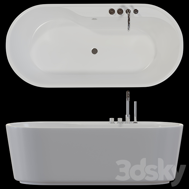 Freestanding bathtub BelBagno BB14-K 3ds Max - thumbnail 2