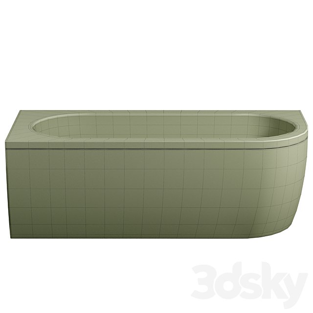 J-Shaped 1700mm Single Ended Bath + Curved Panel 3ds Max - thumbnail 2