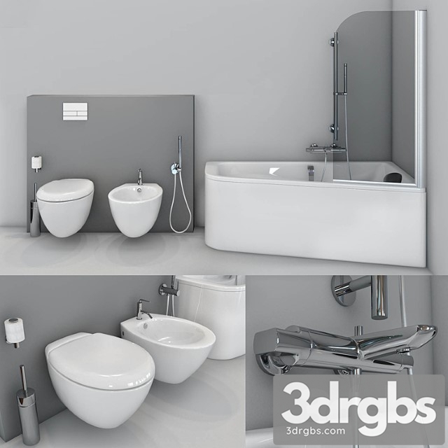 Jacob Delafon Bath Odeon Up Toilet and Bidet Presquile 3dsmax Download - thumbnail 1