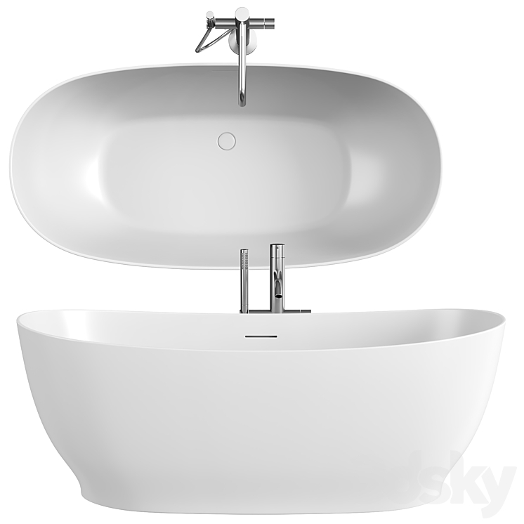 neoro n50 freestanding bath L 165 W 78 H 61 cm 3DS Max Model - thumbnail 1