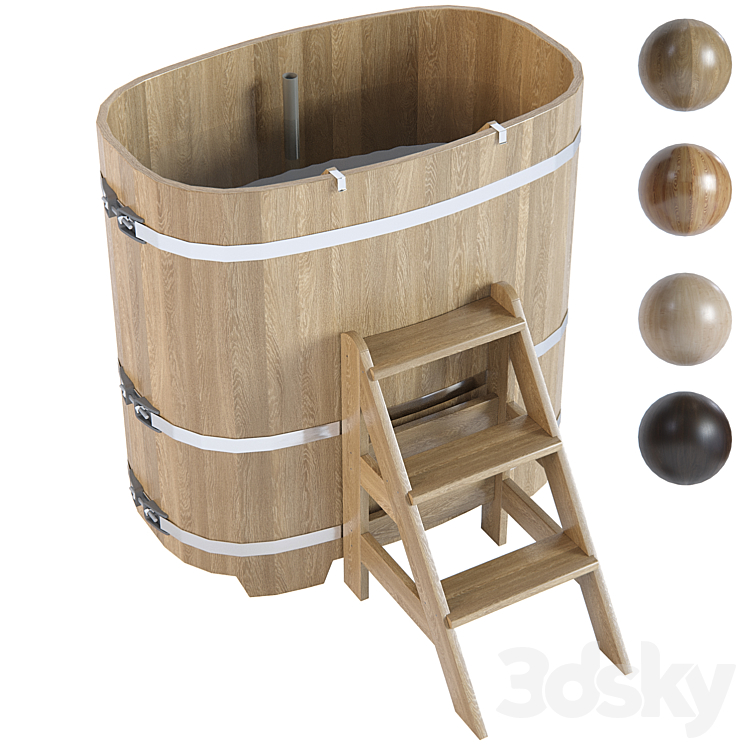 Oval hot tub from Bentwood 0.76*1.2m 3DS Max Model - thumbnail 1