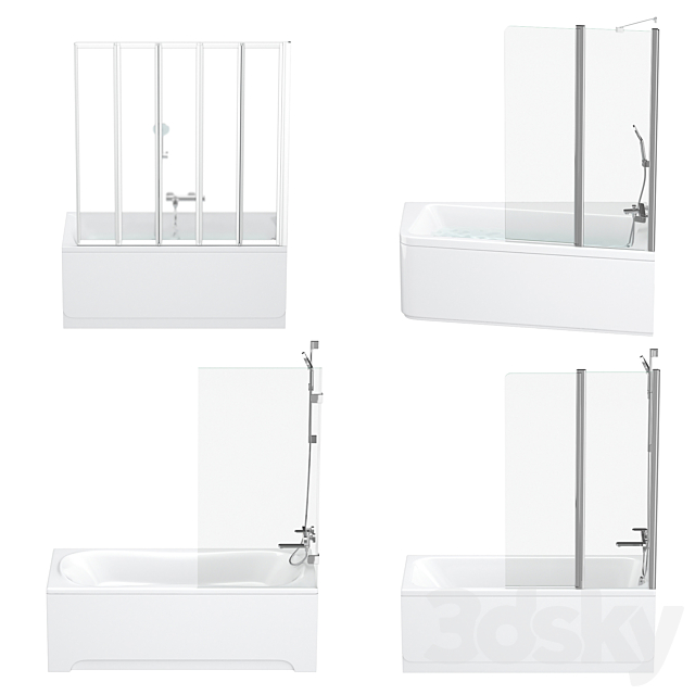 RAVAK set 54 bathtub set (10 ° Classic Chrome Campanula II) 3DS Max Model - thumbnail 2