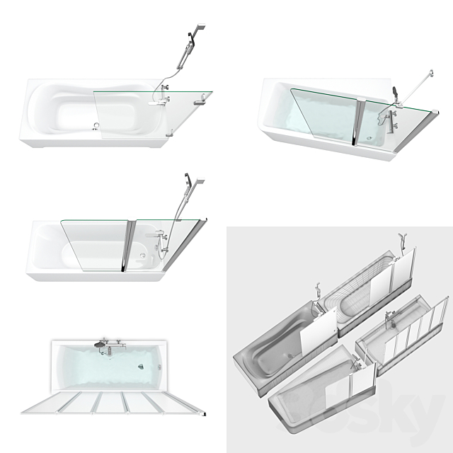 RAVAK set 54 bathtub set (10 ° Classic Chrome Campanula II) 3DS Max Model - thumbnail 3