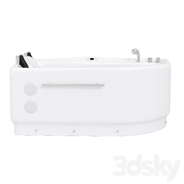 Right Corner Acrylic White Whirlpool Bathtub for Two 3ds Max - thumbnail 2