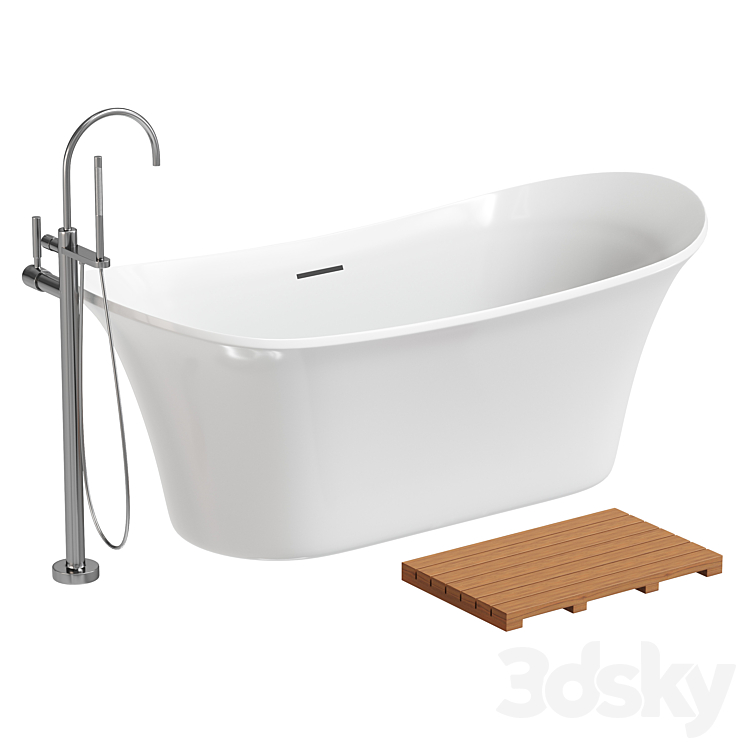 Riley Acrylic White Freestanding Bath 3DS Max Model - thumbnail 1