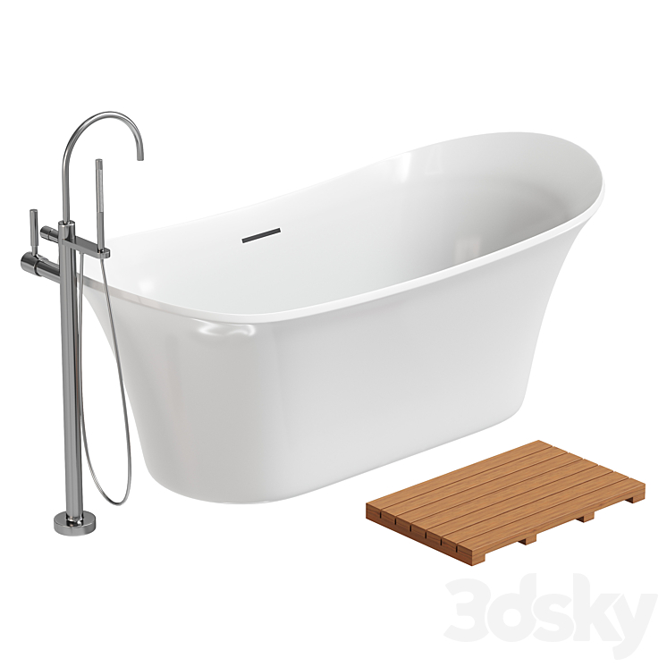 Riley Acrylic White Freestanding Bath 3DS Max Model - thumbnail 2