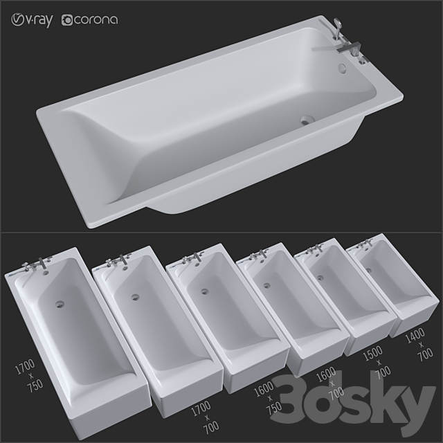 Roca Easy bathtub Article: 248178000 3ds Max - thumbnail 1