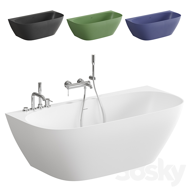 Salini Sofia Wall artificial stone bathtub 170×80 3ds Max - thumbnail 1