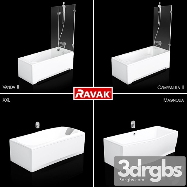 Set of Baths Ravak Set 06 XXL Magnolia Campanula ii Vanda ii 3dsmax Download - thumbnail 1