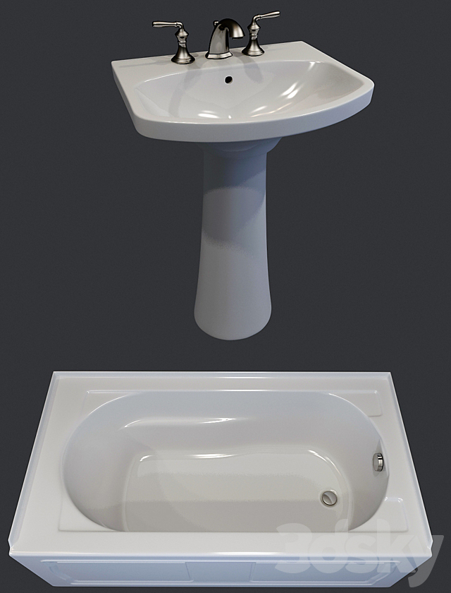 Set plumbing for the bathroom 3DS Max Model - thumbnail 2