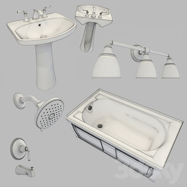 Set plumbing for the bathroom 3DS Max Model - thumbnail 3