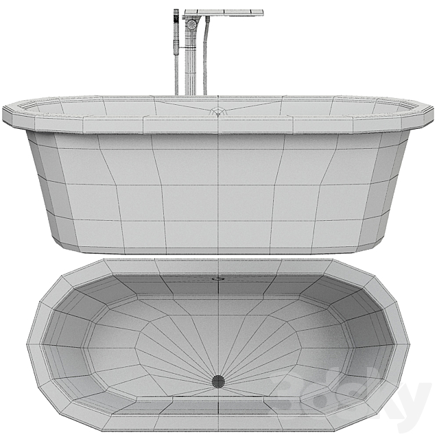 Tellkamp Elegance freestanding oval bath white gloss 3DS Max Model - thumbnail 2