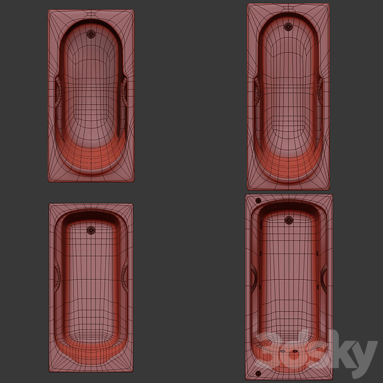 Toto Bathtub: Fby1530 Npnhp Fby1720 Np Pay1550 Php Payk1750 Zlrhpe 3DS Max - thumbnail 2