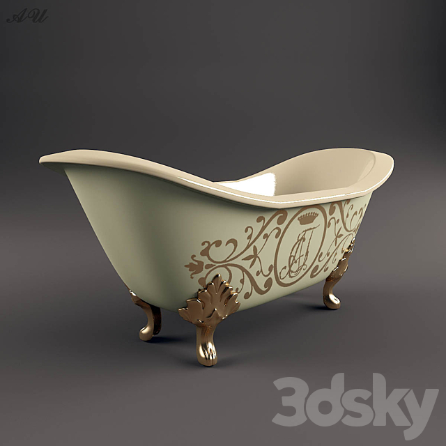 Tub on legs 3ds Max - thumbnail 1