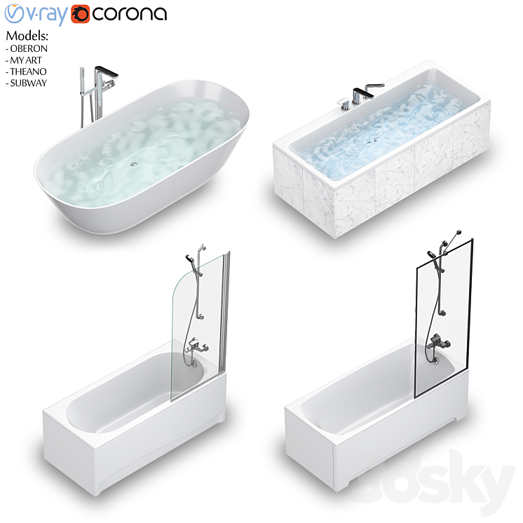 Villeroy & Boch set 55 bath set (Oberon Subway My Art Theano) 3DS Max - thumbnail 1