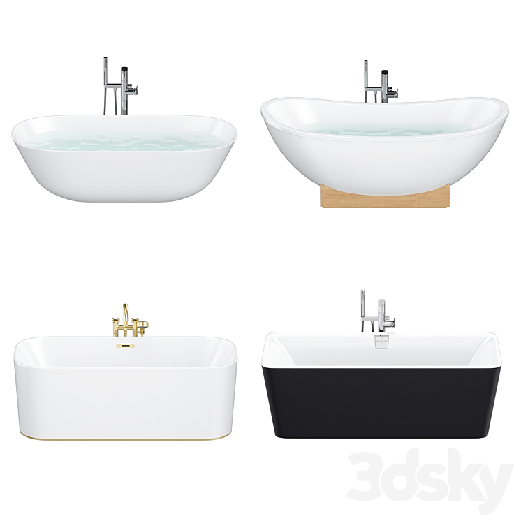 Villeroy & Boch set 57 freestanding bathtub set (Finion Theano Squaro Edge 12 My Nature) 3DS Max - thumbnail 2