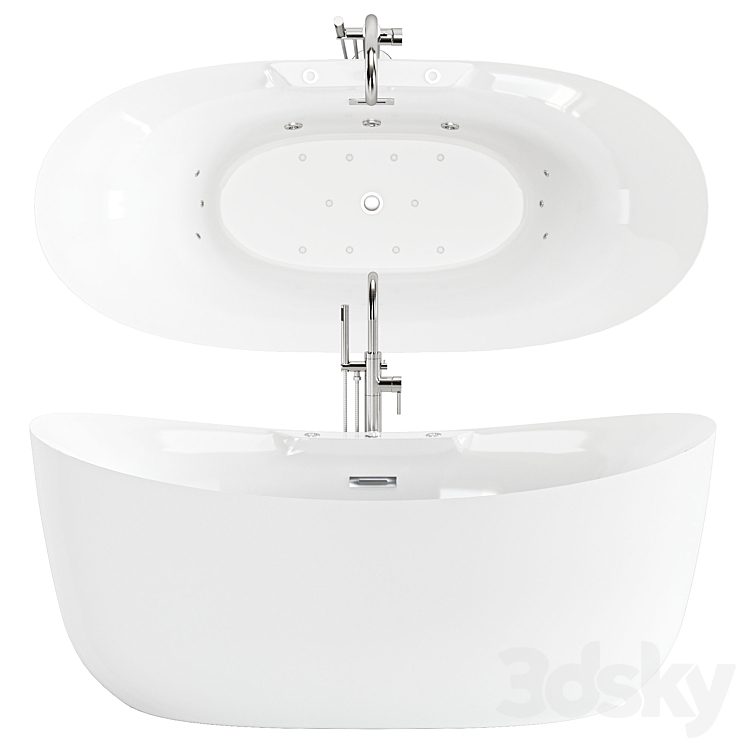 WoodBridge Freestanding Air Whirlpool Bathtub 3DS Max - thumbnail 1