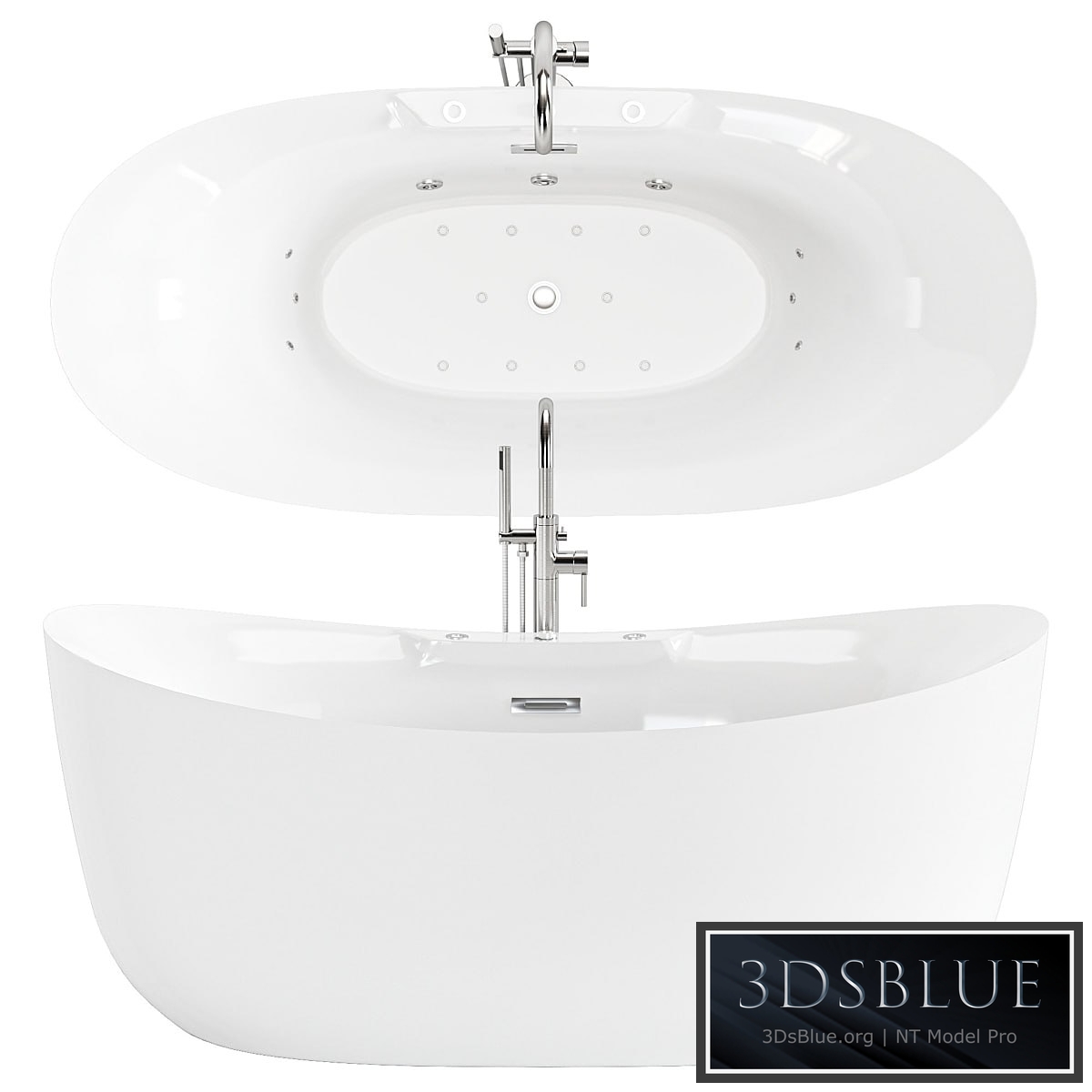 WoodBridge Freestanding Air Whirlpool Bathtub 3DS Max - thumbnail 3