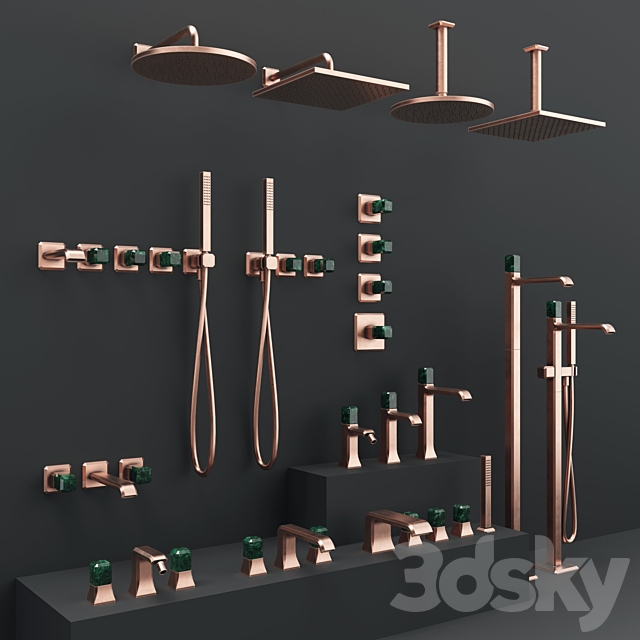 A set of faucets from the Lorena collection by Cristina Rubinetterie 3DS Max Model - thumbnail 2