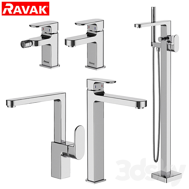 A set of mixers Ravak Chrome set 09 3ds Max - thumbnail 1