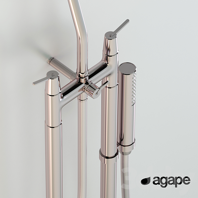 agape Fez floor standing shower tap 3DS Max Model - thumbnail 2