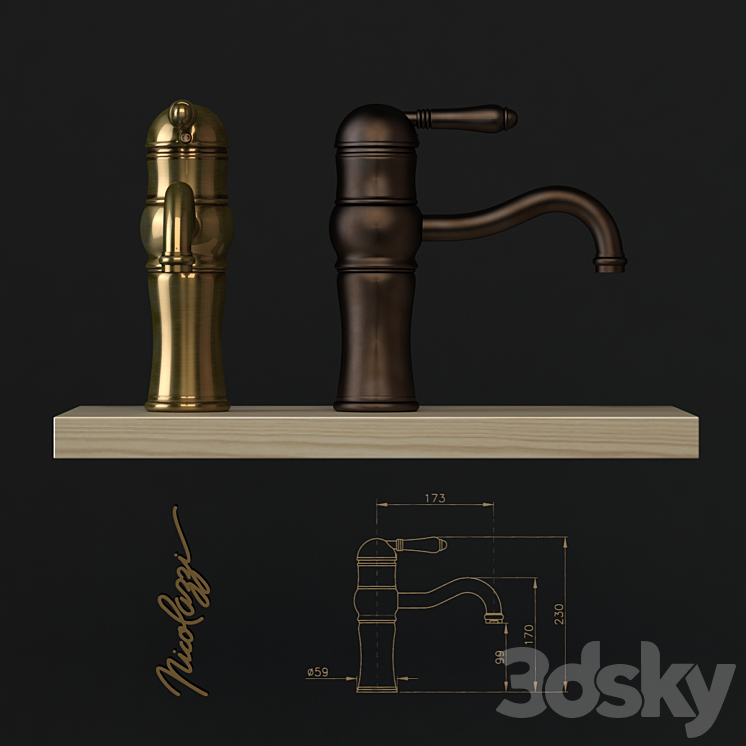 Basin Mixer Nicolazzi Aqua 3471 CR 76 3DS Max - thumbnail 2