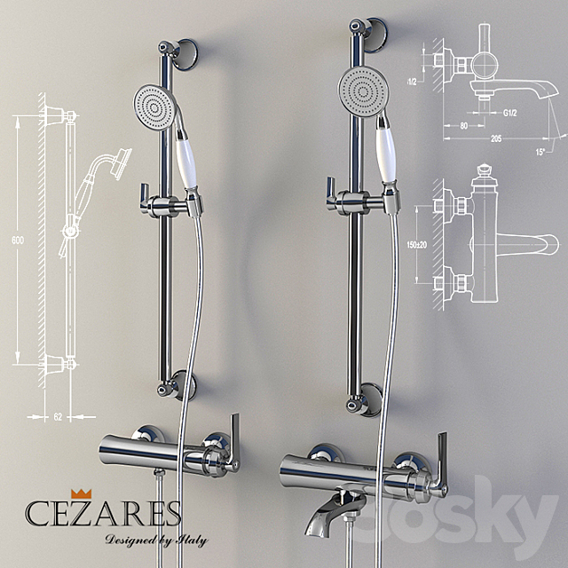 Bath and shower faucet Cezares Liberty F-VD-01 3DSMax File - thumbnail 1