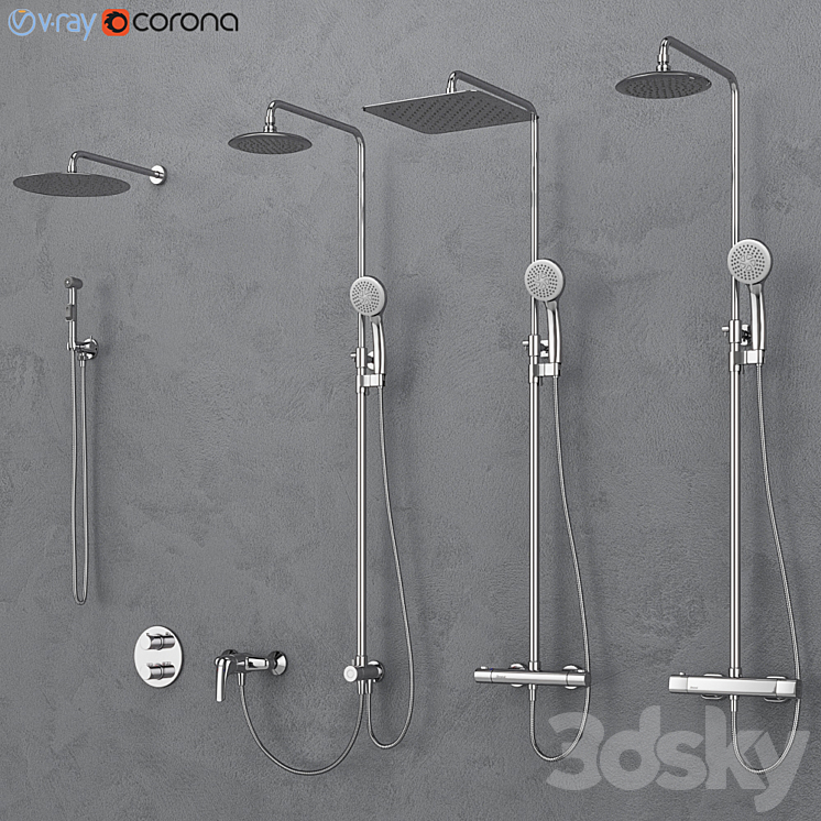 Bath and shower faucets Ravak set 16 3DS Max - thumbnail 1