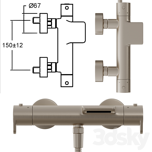 Bath lever mixer Ramon Soler ALEXIA 363901DNC 3ds Max - thumbnail 3