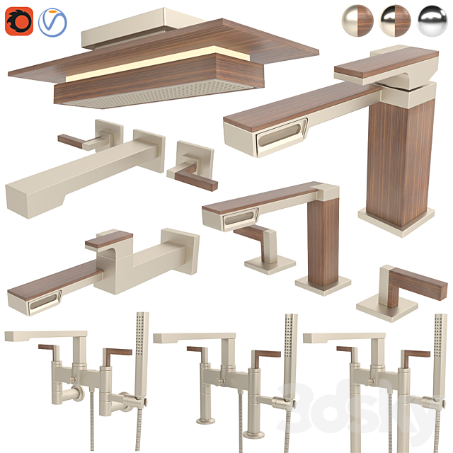 Brizo faucet and shower – Frank Lloyd wright collection 3ds Max - thumbnail 1