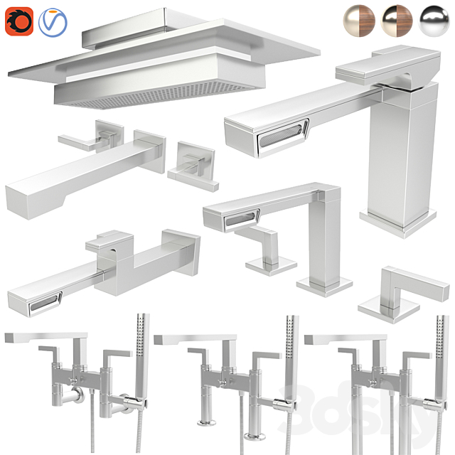 Brizo faucet and shower – Frank Lloyd wright collection 3ds Max - thumbnail 3