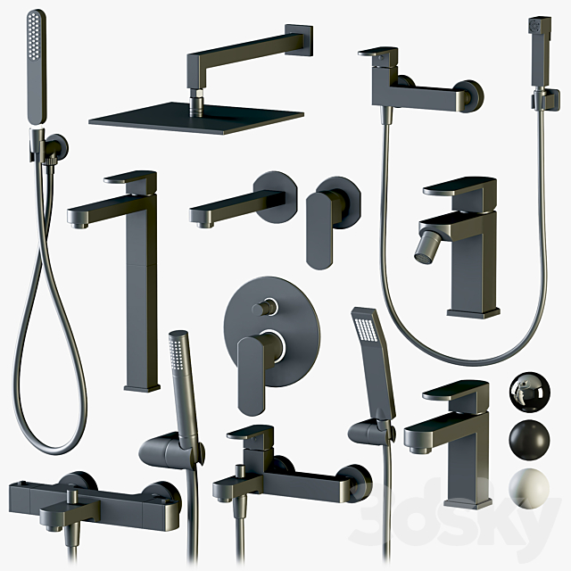 Cisal Roadster shower and faucet set 3ds Max - thumbnail 1