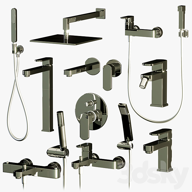 Cisal Roadster shower and faucet set 3ds Max - thumbnail 2