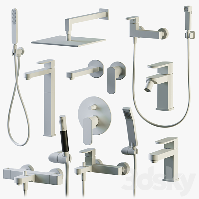 Cisal Roadster shower and faucet set 3ds Max - thumbnail 3