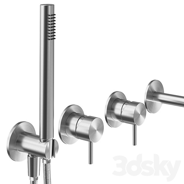 Concealed single lever bath faucet Cisal Xion Inox 3ds Max - thumbnail 3