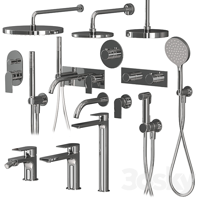 Fantini Myo set faucets and showers 3ds Max - thumbnail 2