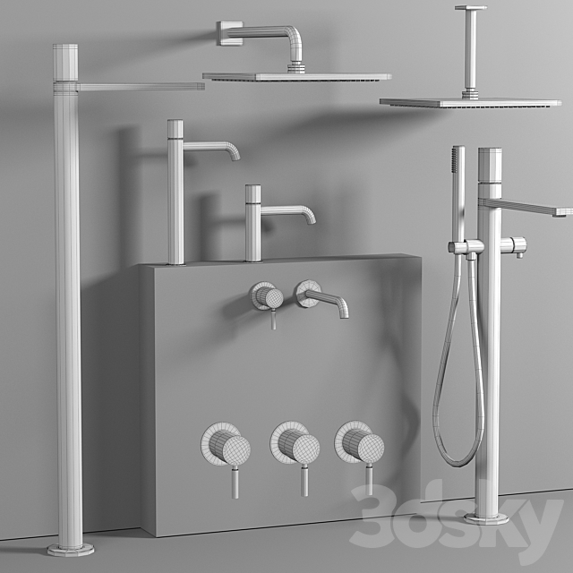 Fantini taps and showers set 9 3ds Max - thumbnail 3