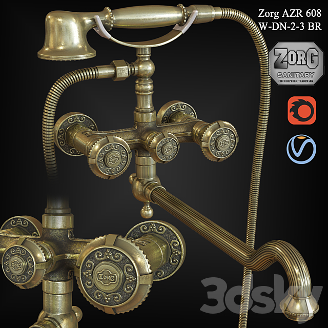 Faucet Zorg AZR 608 W-DN-2-3 BR 3ds Max - thumbnail 1