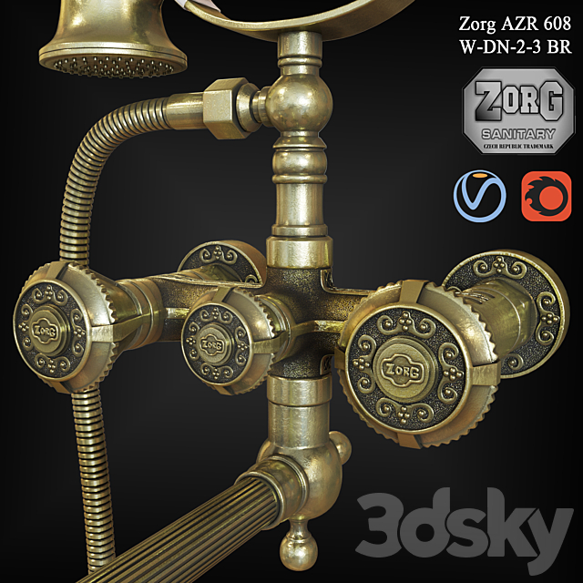 Faucet Zorg AZR 608 W-DN-2-3 BR 3ds Max - thumbnail 2