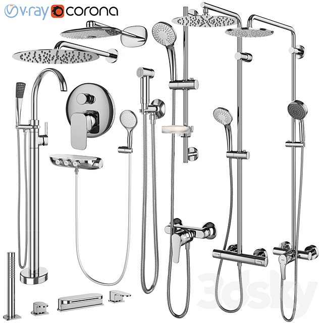 Faucets and shower systems Grohe and IDEAL standard set 144 3ds Max - thumbnail 1