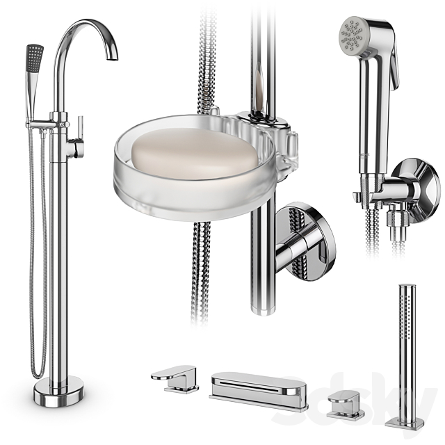 Faucets and shower systems Grohe and IDEAL standard set 144 3ds Max - thumbnail 3