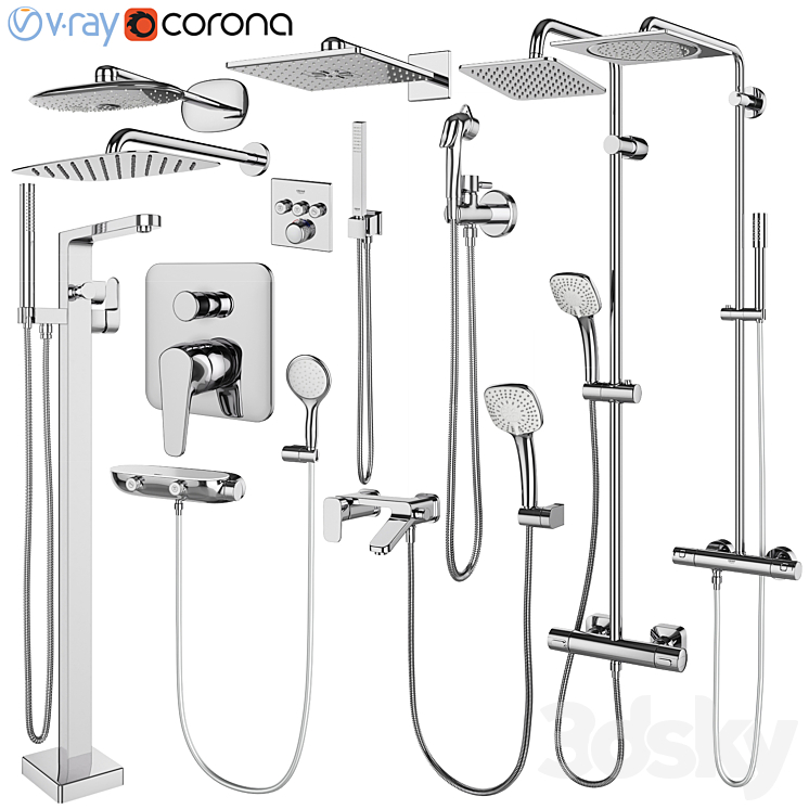 Faucets and shower systems Grohe and IDEAL standard set 146 3DS Max - thumbnail 1