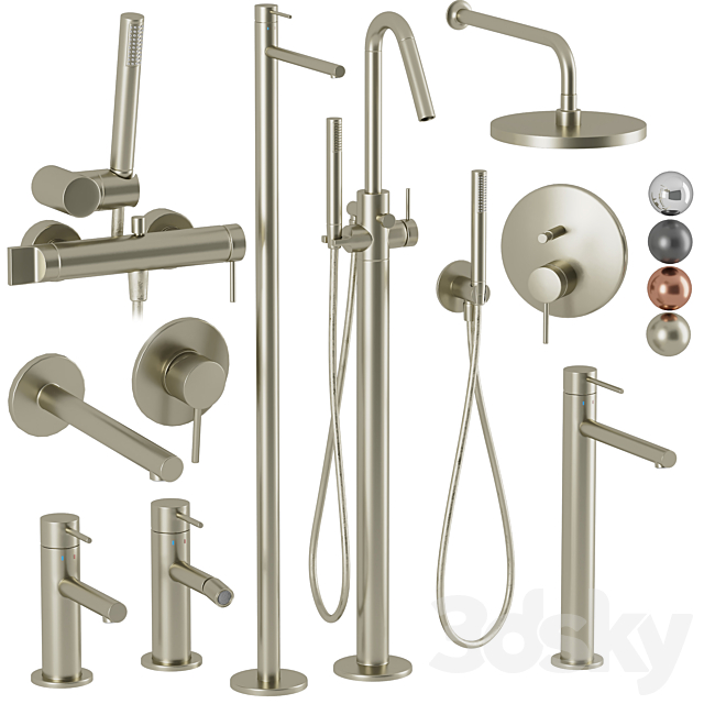 Faucets and shower Vitra Origin set 3ds Max - thumbnail 3