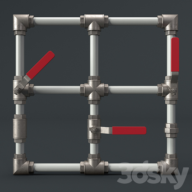 Fittings for water and gas pipelines 3DS Max Model - thumbnail 3