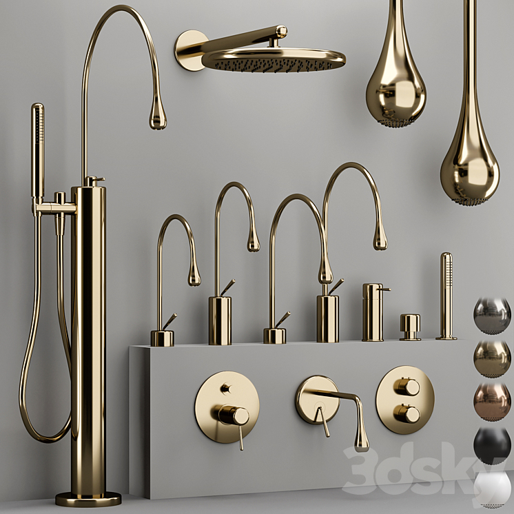 GESSI GOCCIA bathroom faucet collection 3DS Max Model - thumbnail 2